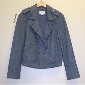 LOFT Heather Gray Wool-Blend Moto Jacket